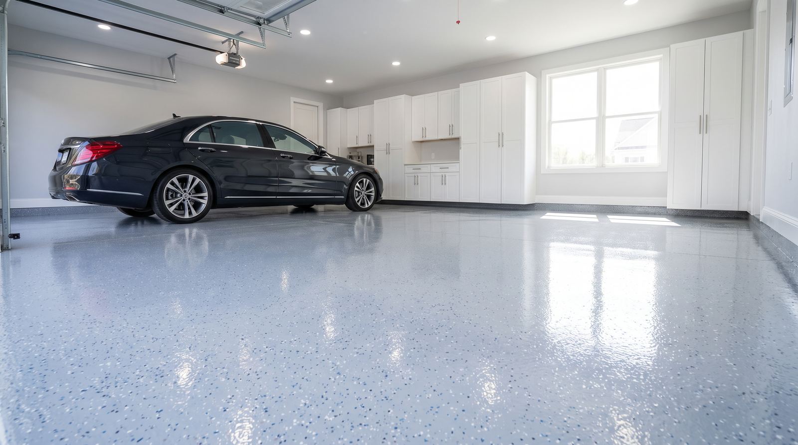 Two-car epoxy garage floor